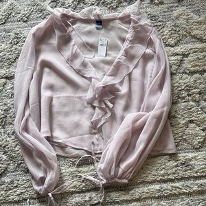 Sheer Light Purple Ruffle Blouse